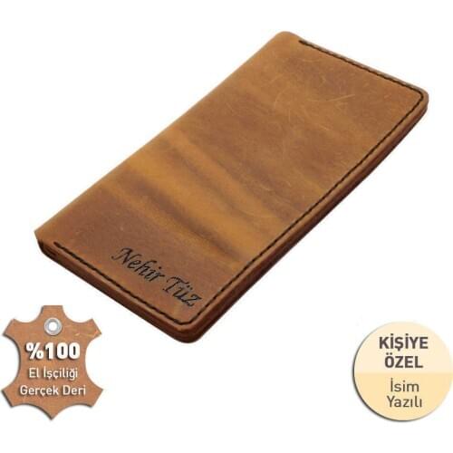 Tesbihane Black İpten All Hand Stitch Yellow Crazy Calf skin Wallet