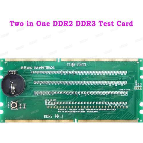 DDR2 DDR3 2 in 1 illuminated Tester With Light for Desktop Motherboard Integrated Circuits LED Diagnostic Analyzer Test Card