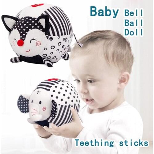 Baby Rattles Vision Training Grasping Soft Touch Ball Bell Educational Plush Stuffed Doll Infant Toys for Toddlers Gift Boy Girl