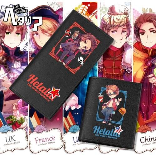 Axis Powers Hetalia APH Wang Yao Long Short Purse PU Folding Wallet Cartoon Printing Card Holdr Billfold Student Xmas Gift Anime