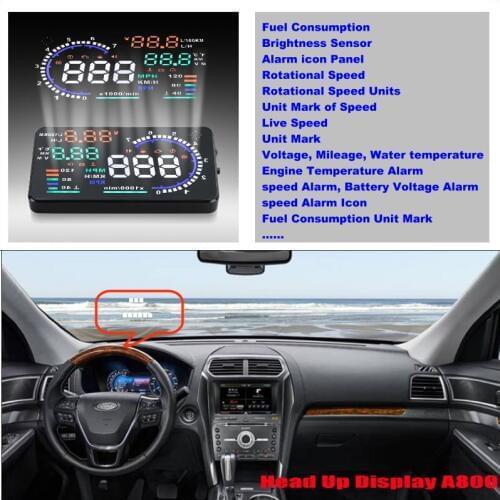 For Ford Explorer/Escape/Edge/Ecosport 2010-2019 Car OBD HUD II Head Up Display Driving Screen Projector