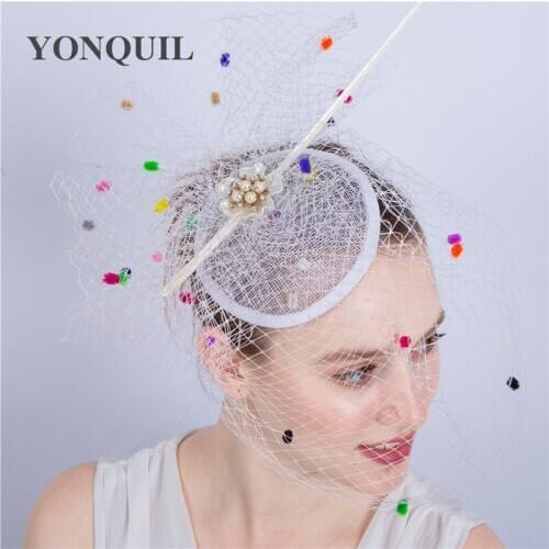 Veils With Multiple Dot Colour Hair Fascinator Wedding Party Fascinator Mesh Hats Birthday Holiday Banquet Headwear SYF176