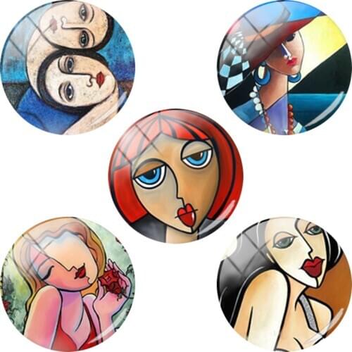 TAFREE Fashion Western Modern Girls Photo Glass Rock Pop Women Beads 12-25mm Round Dome Making Jewelrys For Key door AL758