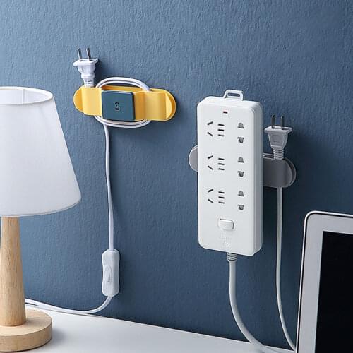Home Multifunctional Punch-Free Plug Holder Kitchen Wire Storage Clip Wall Power Supply Sticker Wall Plug Data Cable Organizer