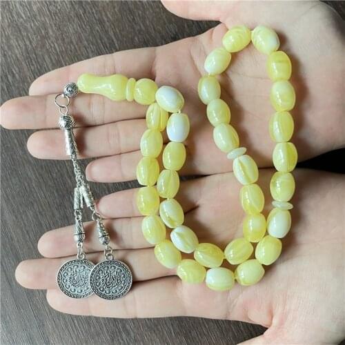 JunKang 2021 New 12*15mm DIY Mens and Womens Meditation Rosary Tassels Arab Turkish Muslim Islamic Prayer Beads