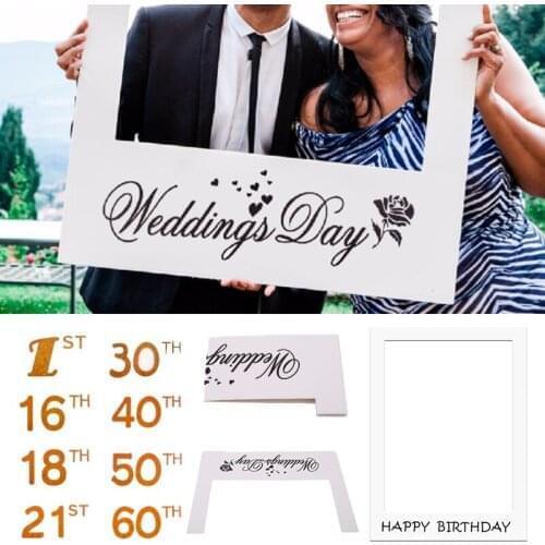1Pcs Party Paper Frame Camer Props Happy Birthday Photography Background Decoration Happy 1st/16th/18th/21st/30th/40th/50th/60th