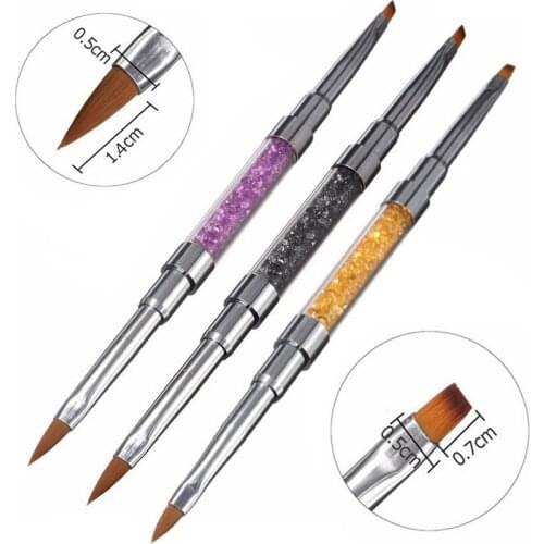 Nail Art Brush Double Heads UV Gel Dotting Painting Carving Pen Dual Head Acrylic Rhinestone Handle Nails DIY Manicure Tool