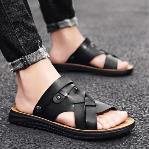 Classic Mens Sandals Summer Genuine Leather Sandals Men Outdoor Casual Lightweight Sandal Fashion Men Slipper2021