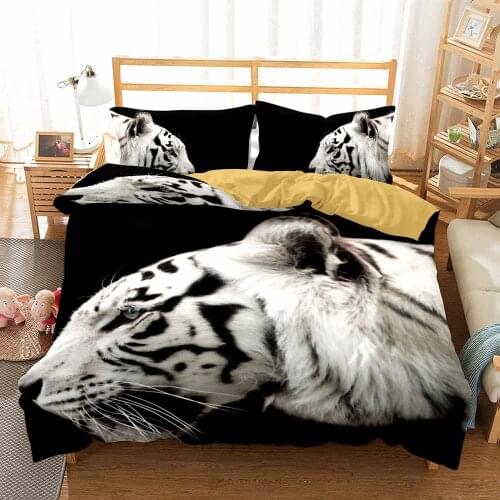 White Tiger 3D Print Animal Comforter Bedding Set Animal Duvet Cover Set Pillowcase Home Textile Luxury Bedclothes