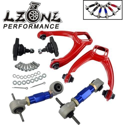 LZONE - FOR 96-00 CIVIC LX DX EK EJ TUBULAR FRONT UPPER CONTROL ARM TUBE CAMBER KIT + 92-00 Adjustable Rear Camber Arms