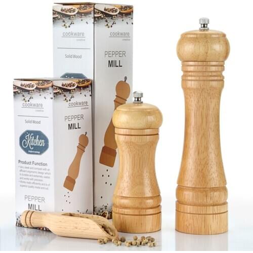 Kitchen Grinder for Salt Pepper Wooden Mill Grinder Pepper Spice Seasoning Mill Grinder Hand Kitchen BBQ Tools