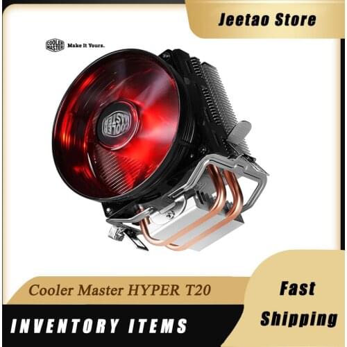 Cooler Master HYPER T20 2 Copper Heatpipes CPU Cooler 3pin 95.5mm For Intel 775 115X AMD AM4 Quiet Red LED CPU Cooling Fan