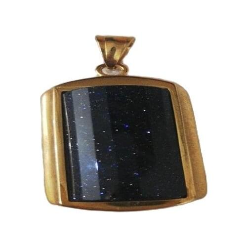 18K gold inlaid blue sandstone Pendant