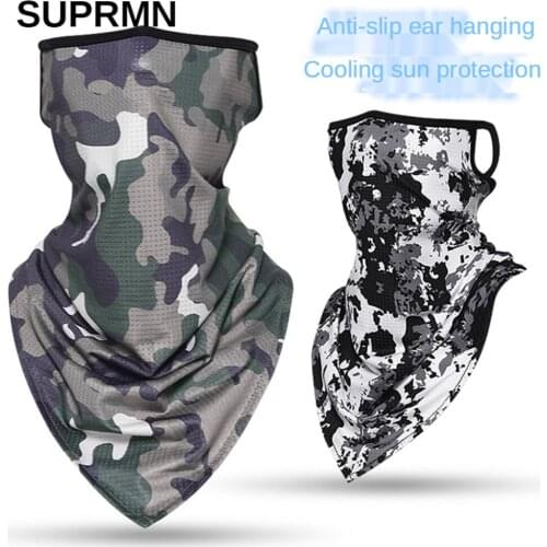 Summer sunscreen mask riding triangle headscarf motorcycle ice silk wild tactical army camouflage fishing hanging ear mask