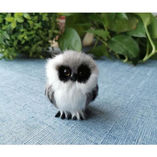 Small real life cute owl model plastic&furs gray owl doll home decoration gift about 5x7cm xf2696