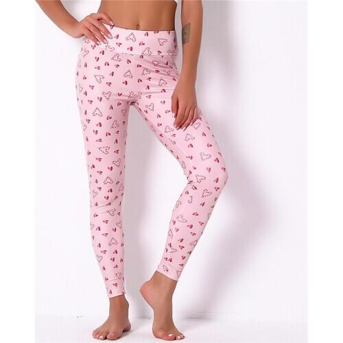 Fashion Women Legging Peach Heart Christmas Printing Leggins Workout Legins Slim Fitness Pants Funny Elasticity Leggings