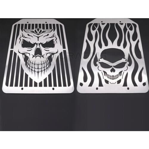 Motorcycle Chrome Skull Style Radiator Grille Protector Grill Cover For Kawasaki Vulcan VN 1500 1700 VN1500 VN1700