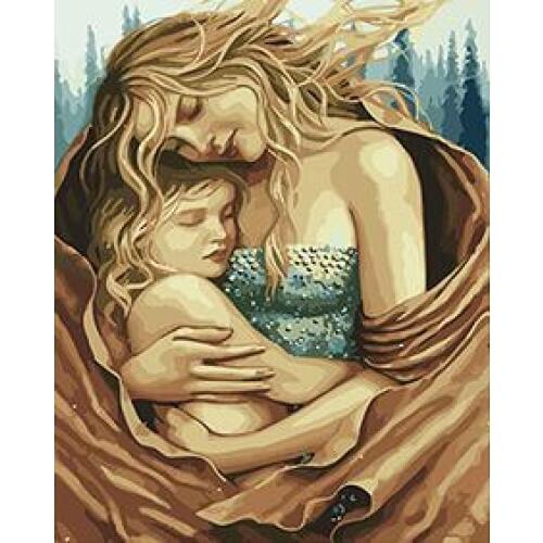 MaHuaf-W719 mother child painting by numbers on canvas DIY oil digital paint by number for home decor