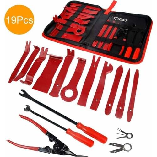 Onnfang 19pcs Car Removal Tool Set,Premium Auto Door Panel Removal Tool for Plastic Fastener Clip Remove Heavy Duty (Red)