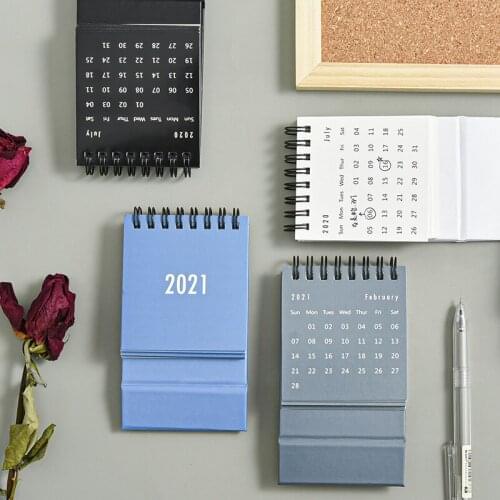 Mini Morandi Color Series Desktop Calendar Small Paper Desk Daily Weekly Monthly Yearly Schedule Planner Calendars Desktop Decor