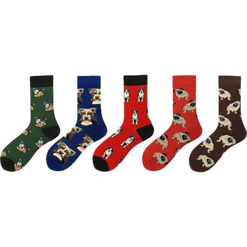 Men Happy Funny Animal Print Socks Designer Brand with Cute Dog Print Compression Socks Casual Personality Design Big Size