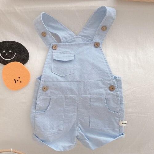 New Arrival Infant Overalls Striped Solid Color Unisex Baby Short Pants Loose Kids Jumpsuit For Boys Girls Summer Clothing