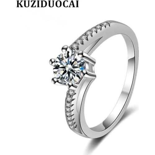 Kuziduocai New Fashion Jewelry Lift Up Zircon Stainless Steel Quaint Wedding Bride Party Rings For Women Girl Gift Anillos R-792