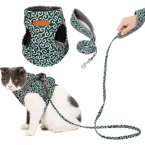 One Set Cat Vest Harness Leash Set Breathable Mesh Vest Collar For Cats Outdoor Kitten Walking Leash