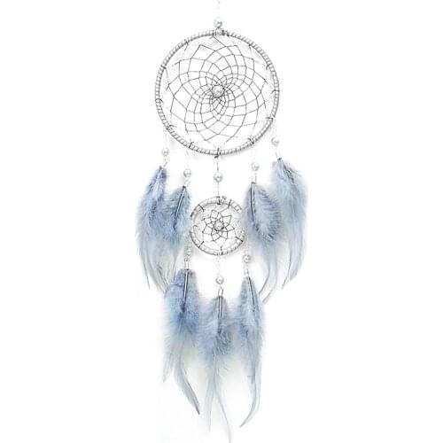 Original Silver Gray Dream Catcher Indian Feather Hanging Art Gifts To Bestie Friends Creative Valentines Day Gifts