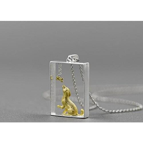 S.EAST SUN 925 Sterling Silver lovely golden retriever Pendant Necklace, suitable for mens and womens party fashion jewelry