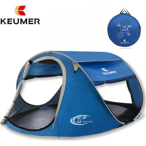 GJ Full Automatic Tent Outdoor 2 People 3-4 People Single Layer Family Tent Camping Skylight Self Driving Tour Pop Up Beach Tent