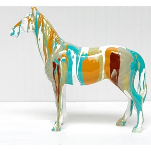 SIMPLE MODERN PAINTING HORSE ART SCULPTURE ABSTRACT SMALL ZEBRA STATUE CREATIVE RESIN CRAFT DECORATIONS FOR HOME R3503