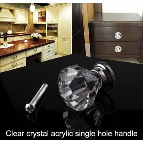 Clear Acrylic 30mm Diamond Shape Knob Cupboard Drawer Pull Handle Knobs Kandles For Furniture Drawers Ручки Для Мебели