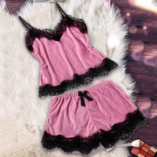 Plus Size Women Pajamas Sets Bowknot Velvet Sexy Lingerie V-Neck Sleepwear Fashion Breathable Nightwear Sleeveless Pijama Suit