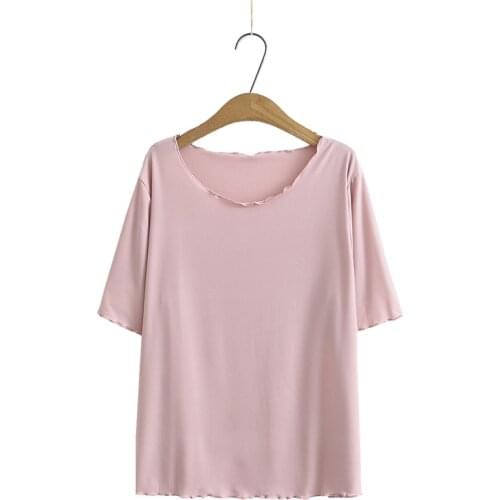 Plus Size Fashion Womens Solid Summer Tshirts Large Size Slim Tops Short Sleeve Casual Shirts