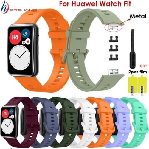 Watchband For HUAWEI WATCH FIT Silicone Wrist Strap Band Replacement Bracelet Wristband Sports Soft Correa Case Cover Film Gift
