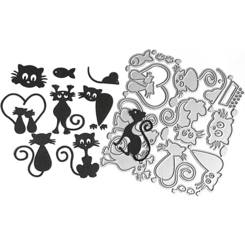 Craft Card Making Embossing Stencil DIY Printing Carbon Steel Mould for Card Making Cute Cat Suit