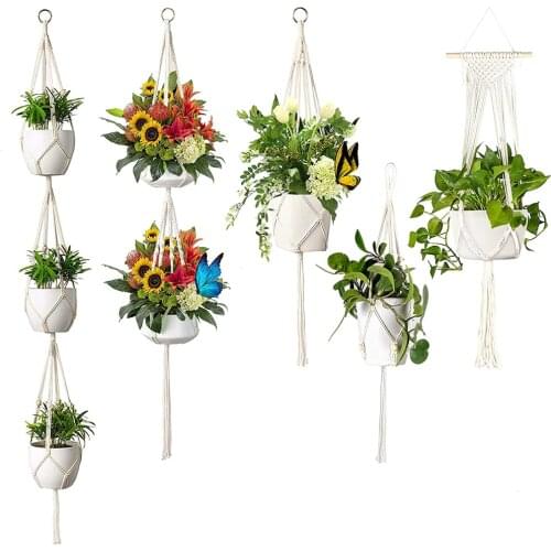 Handmade macrame plant hanger flower pot hanger for wall decoration countyard garden Plant Holder Basket