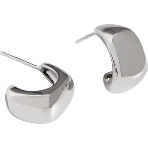 S925 Sterling Silver ins cold wind niche design simple smooth rhombus earrings womens Jewelry Brinco Jewelry Wedding Party Gift