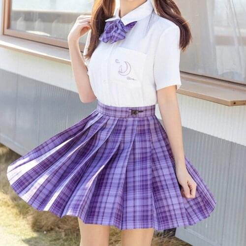 School Dresses Large Size Plaid Pleated Skirt Students Cosplay Anime Pleated Skirt Jk Uniforms Sailor Suit Short Skirts For Girl