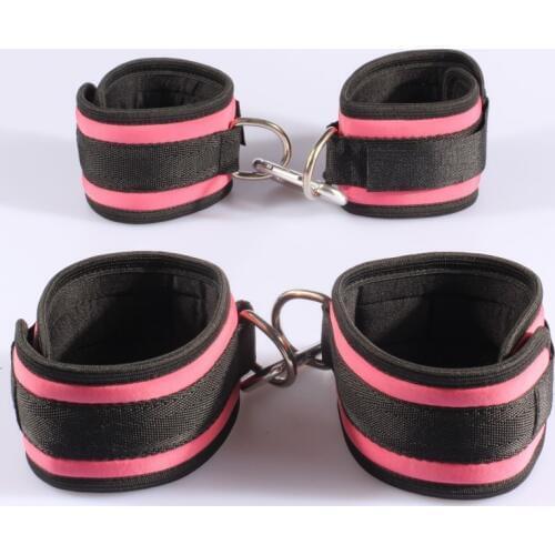SMSPADE Drop shipping 2 in 1 kit sponge and braid handcuffs and ankle cuffs, Pink adult sex toys wrist cuffs and feet cuffs