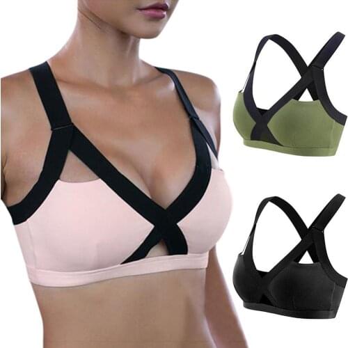 Cross Straps Sexy Sports Bra Push Up Sports Bra Top Breathable Padded Sport Bra Fitness Running Gym Sportswear Bra Vest Top