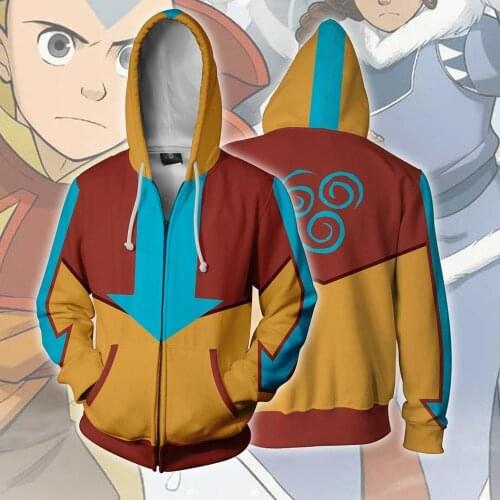 AVATAR The Last Airbender Hoodie 3D Printed Hooded Zip Up Men Polyester Hip Hop Hoodie