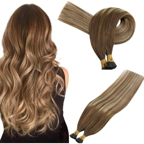 VeSunny Pre Bonded Keratin I Tip Stick Tip Hair Extensions 100% Real Human Hair Fusion Hair 50gr Per Set 14-24 inches