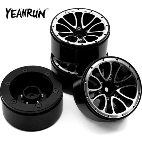YEAHRUN Black Metal Alloy 1.9 inch Beadlock Wheel Rims Hubs for Axial SCX10 TAMIYA CC01 D90 D110 1/10 RC Crawler Car Parts