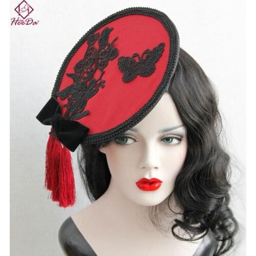 Heeda Charm Black Lace Bowknot Chinese Wind Red Cap Hairpin Vintage Graceful Unique Hair Accessories 2018 Hot-selling Bobby Pin