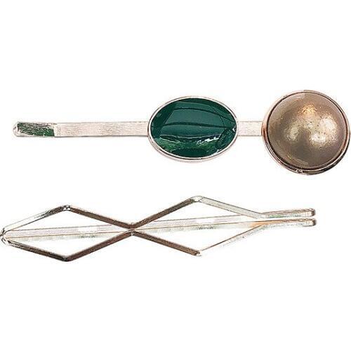 Hair Clips Retro Fashion Simple Cute Side Clips Pearl Geometric Colored Alloy Hair Clips Women Hairpins Headwear Accessories