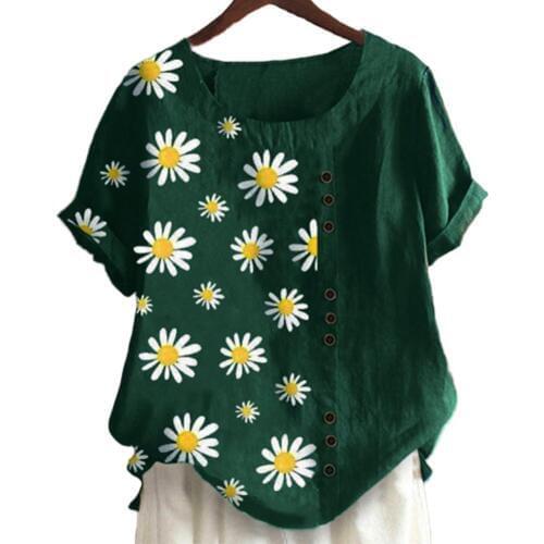 Cotton T Shirt Women Harajuku Graphic Tees Shirt Flower Womens T-shirt Marguerite Print Decor T-shirt топ женский футболки