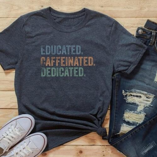 Women Fashion Casual Round Neck Short Sleeve T-Shirt Solid Color Personalized Text Printing Daily All-match Loose Shirt