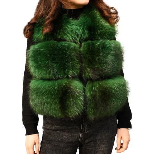 Women Real Raccoon Fur Vest Winter Thick Warm Hot Fashion Natural Fur Gilet Ladies Fur Waistcoat